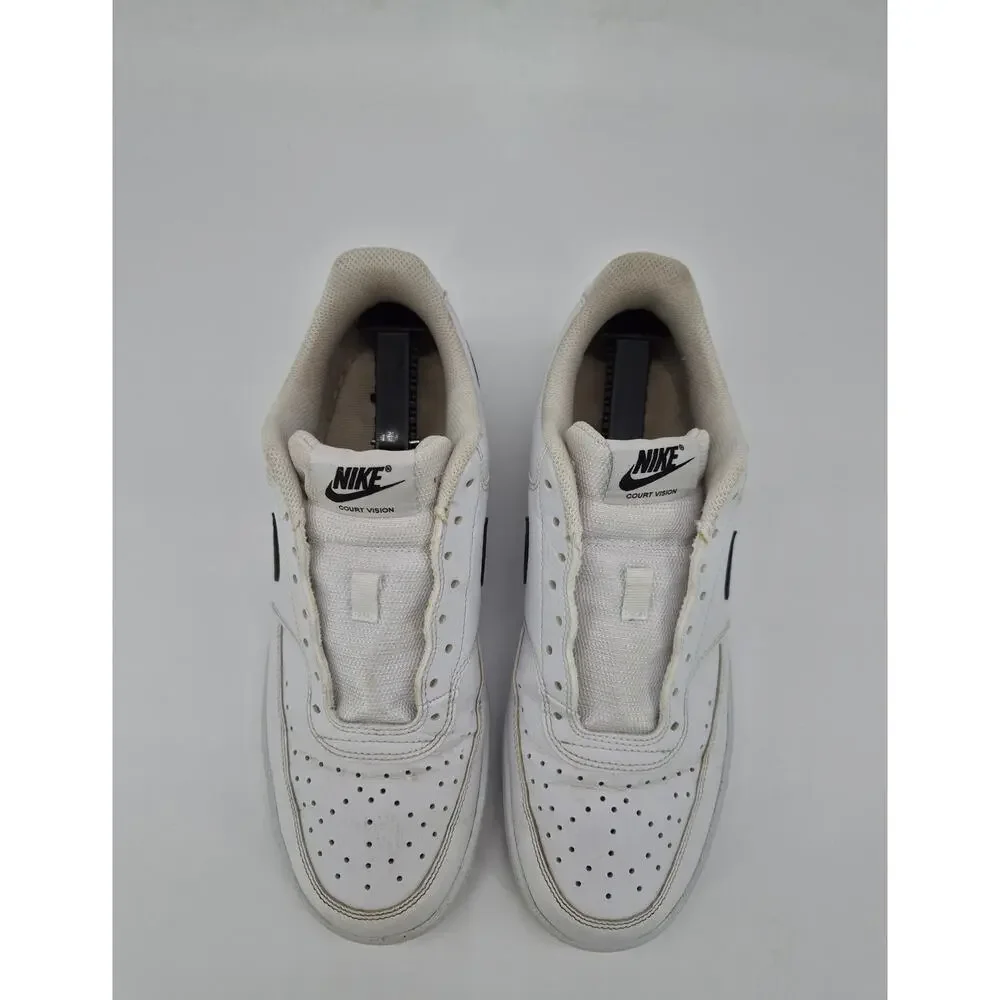 Nike Court Vision Low White Black Leather Sneakers Men’s Size 9.5